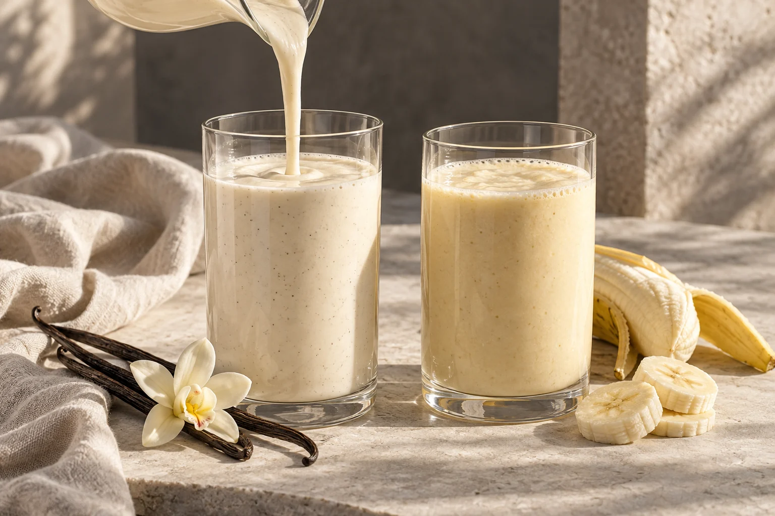 Cremige Shakes mit Vanille und Banane
